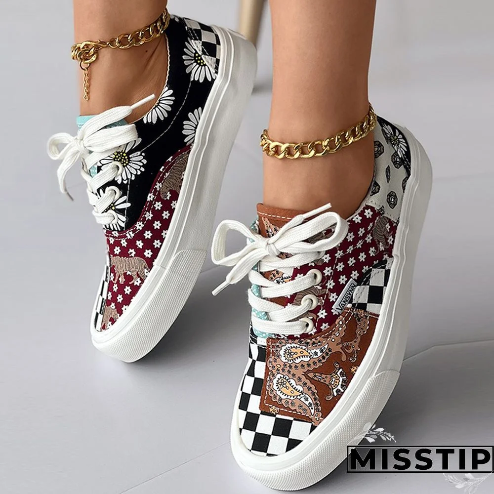 Multicolor Casual Patchwork Round Comfortable Shoes
