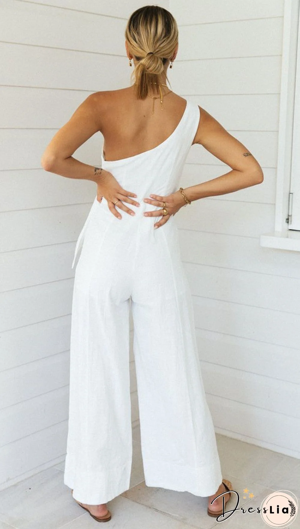 White One-Shoulder Jumpsuit