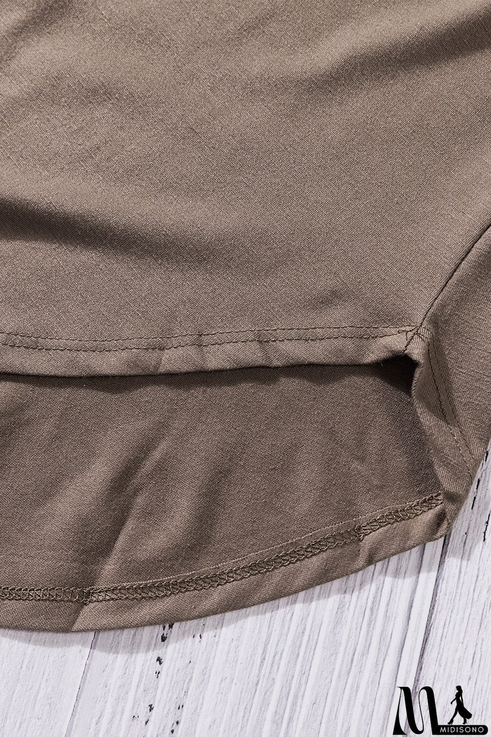 MidiSono - Brown Color Block Long Sleeves Pullover Top