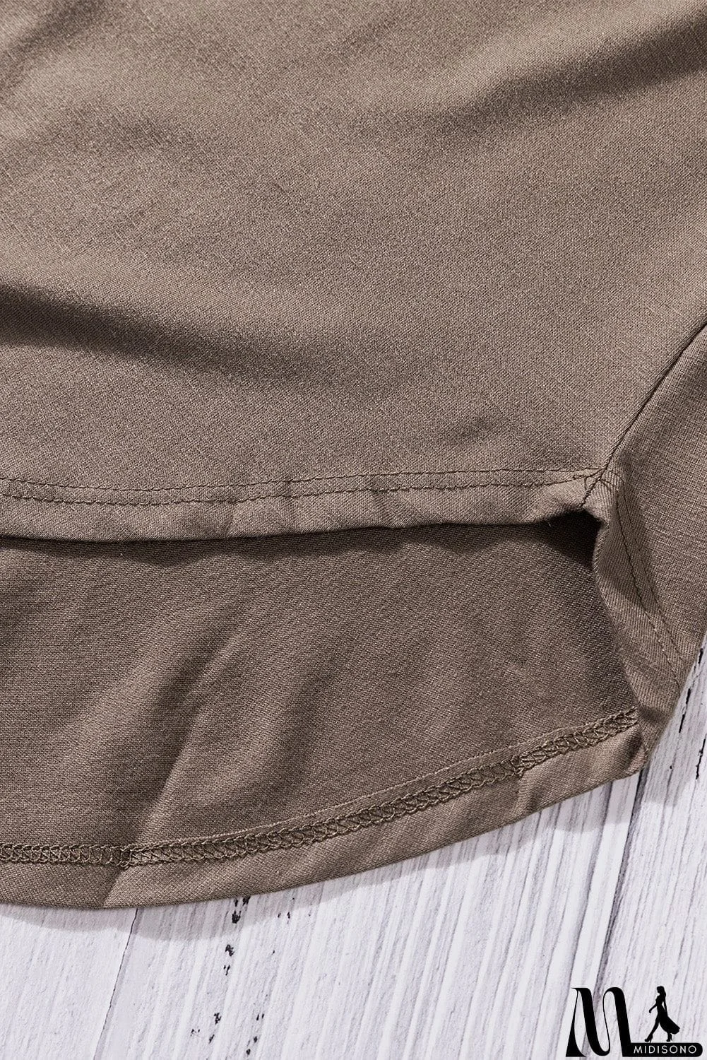 MidiSono - Brown Color Block Long Sleeves Pullover Top