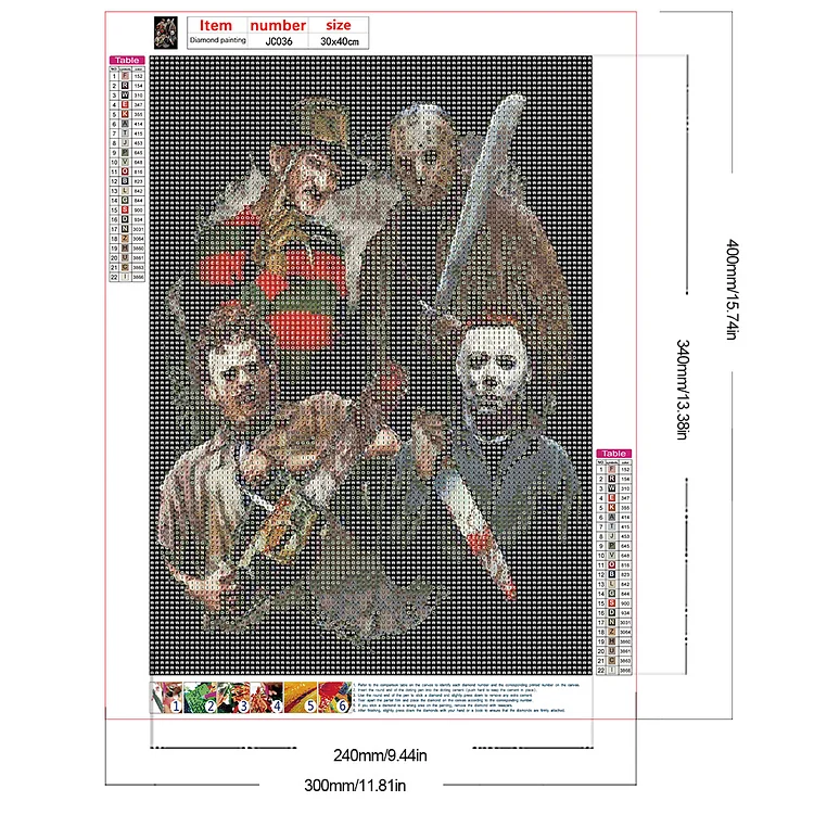 30*40CM DIY Horror Movie Characters Full Round Diamond Resin Painting Kit  (A3667)
