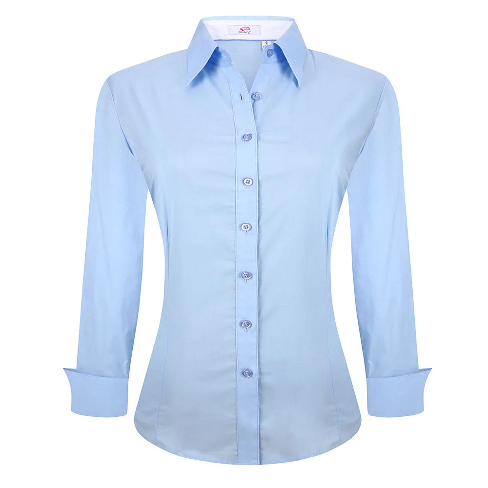 Women's Cotton Stretch Work Shirt Blue
