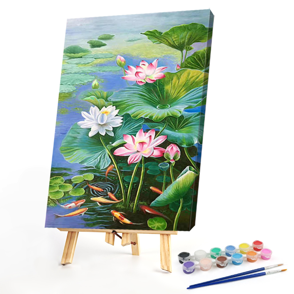 

40*60CM - Paint By Numbers - Lotus Koi (Big Size), 501 Original