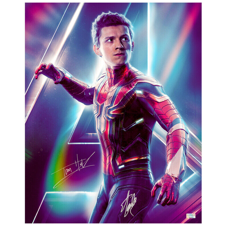 Tom Holland, Stan Lee Autographed Avengers Infinity War Spider-Man 16x20 Photo Poster painting