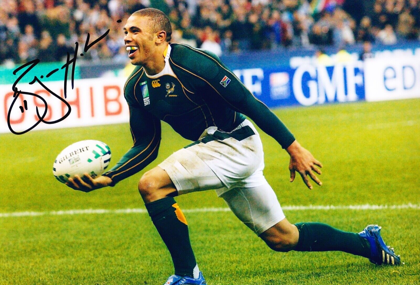 Bryan Habana Signed 12X8 Photo Poster painting SPRINGBOKS South Africa AFTAL Certificate COA (F)