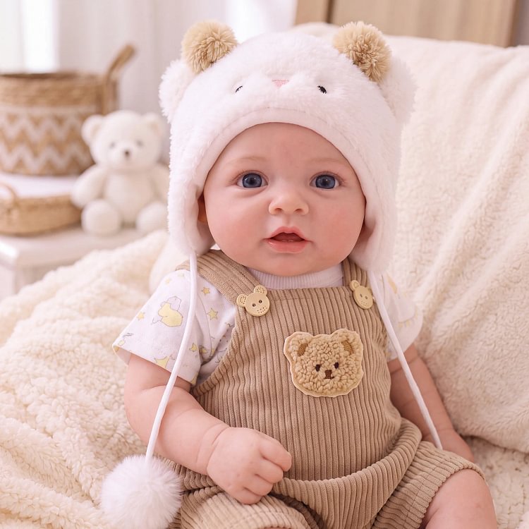 [Pre-Order]Babeside Merritt 12&rdquo;/16&rdquo; Silicone Reborn Boy Doll &ndash; Hand-Painted Hair, Blue Eyes & Brown Lamb Overalls