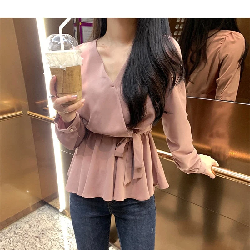 New Pink spring Vintage Shirt female Oversize Tops Women Long sleeve Girls Blouse Plus Size Autumn Women Blouses femme Blusas