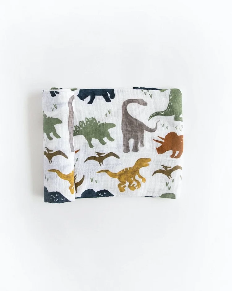 Cotton Muslin Swaddle Blanket - Dino Friends