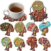 8Pcs Diamond Painting Acrylic Indian Woman Coasters with Holder for Beginner