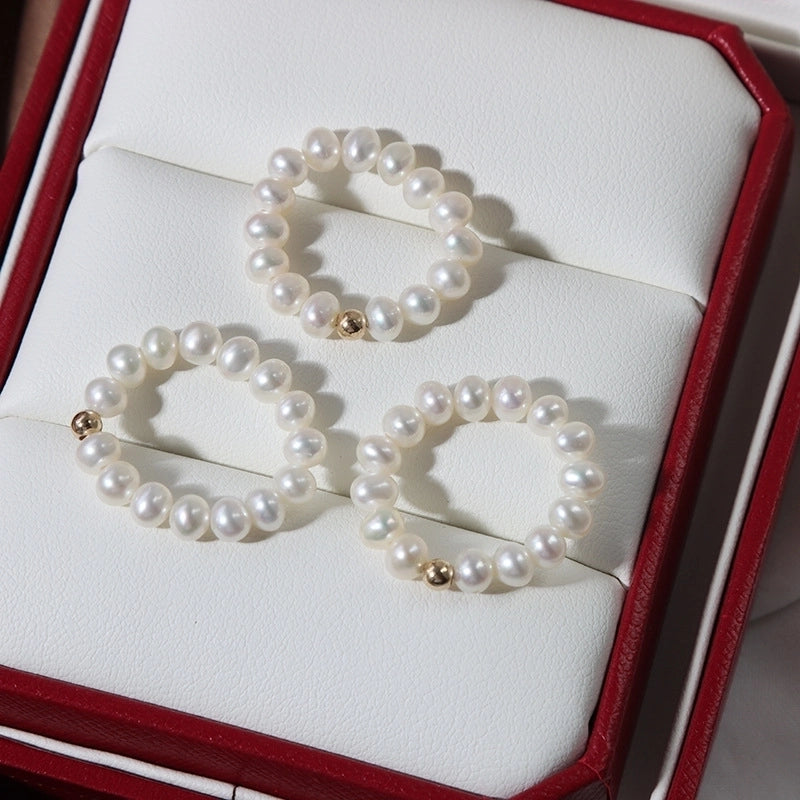 Minimalist Solid Color Pearl Beaded Rings 1 Piece