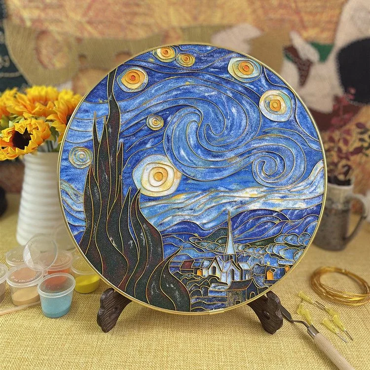 Starry Night-cloisonne filigree art