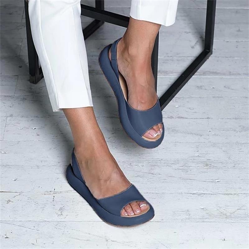 Women Sandals 2021 Summer Women Flat Fish Mouth Sandals Thick Bottom SOft Sole Casual Shoes Ladies Platform Sandals Plus Size 43