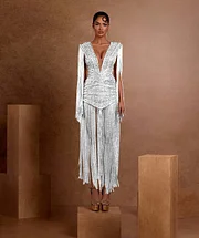 slim fit dress slacks Sherri Hill Halter Beaded Fringe Homecoming Dress 56417 Nude/Silver / 0