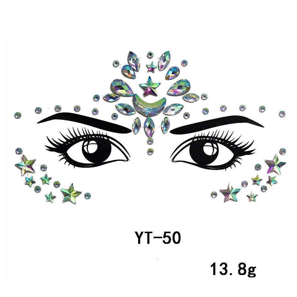 Facial Rhinestone Natural Resin Face Sticker Rhinestone Tattoo Makeup Party Christmas Party Face Decoration Makeup Stickers