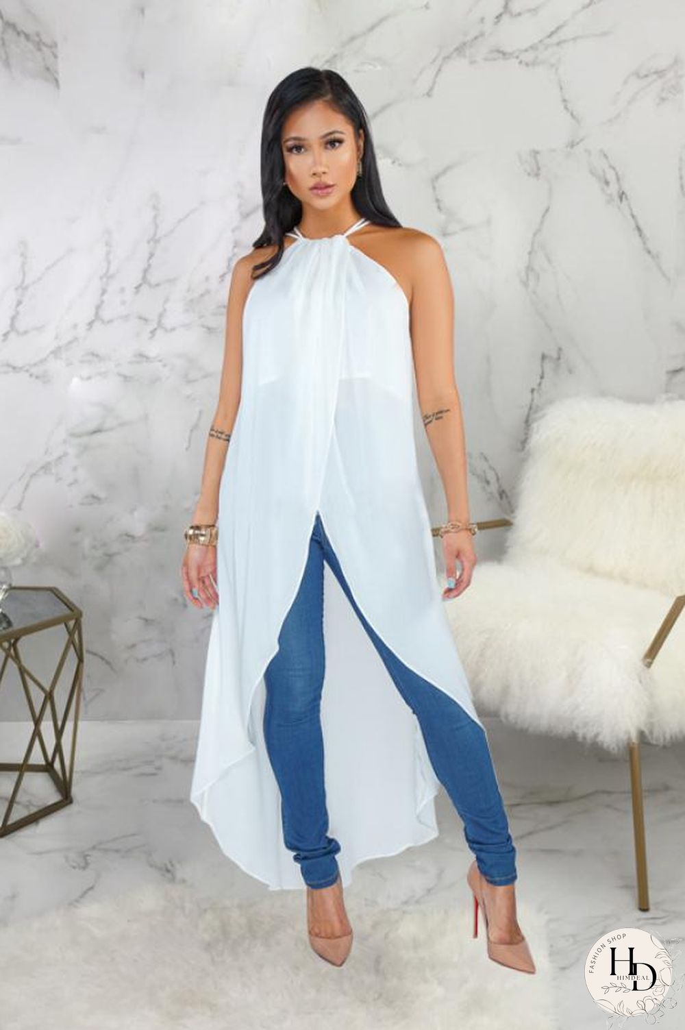 Red Polyester Sexy Fashion Tank Sleeveless O neck Asymmetrical Ankle-Length Patchwork Solid asymmetrical