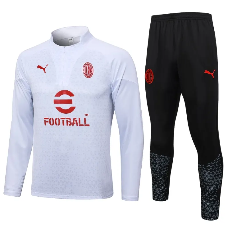 23-24 AC Milan Half Zipper Long Sleeved White Training Suit