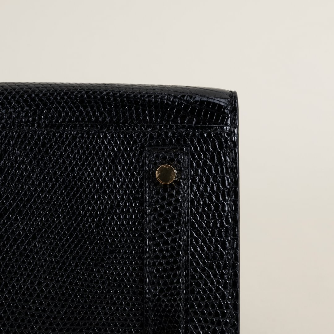 Birkin 20cm Lizard skin CC89 Noir  GHW