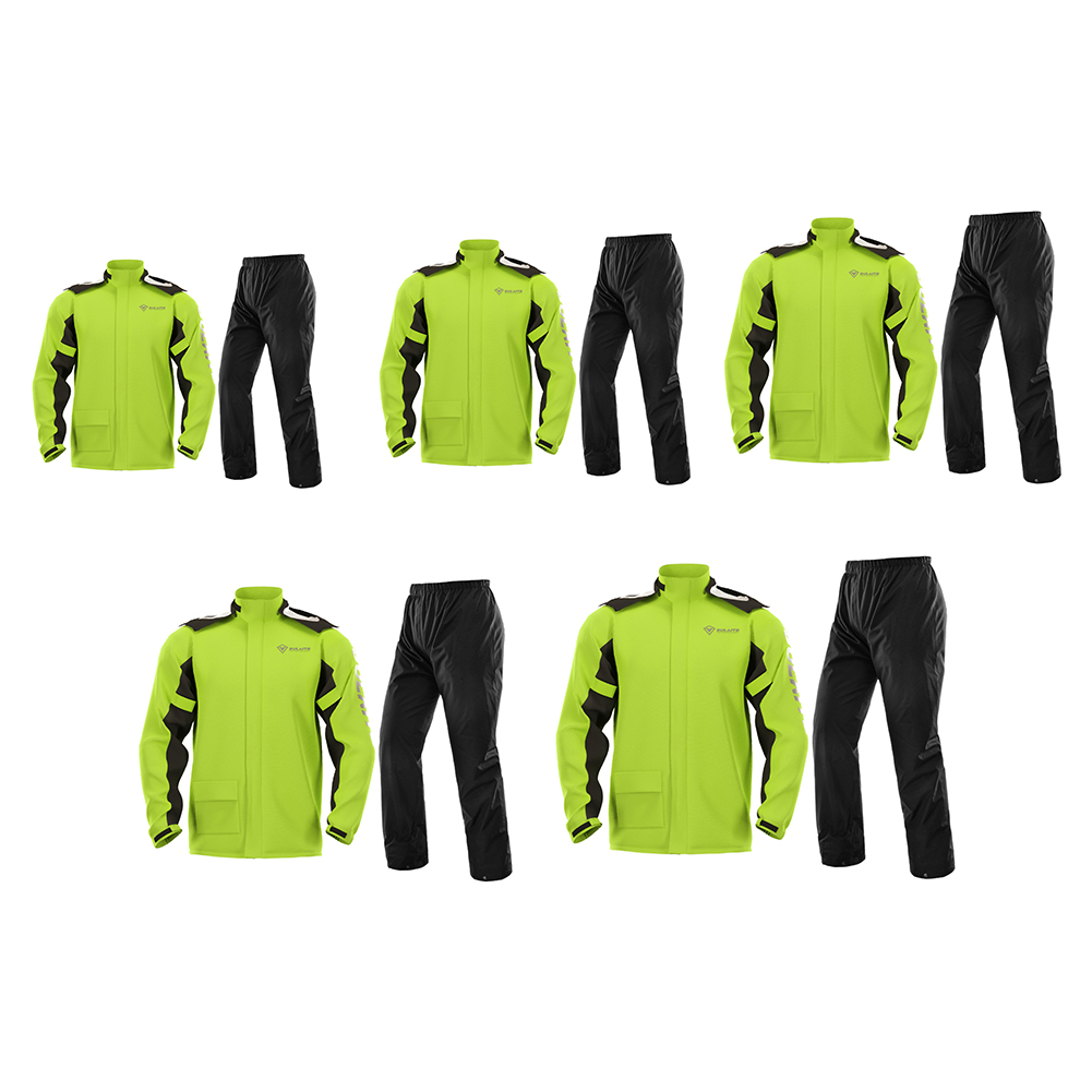 

SULAITE Reflective Motorcycle Rain Jacket + Pants with Shoe Covers Green, Xl, 501 Original