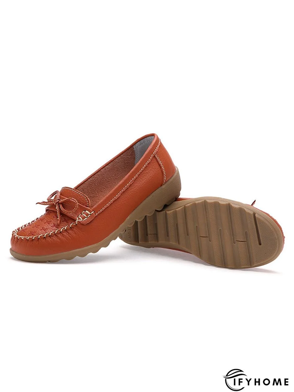 Bow Decor Moccasin Comfy Sole Flat Peas Shoes | IFYHOME