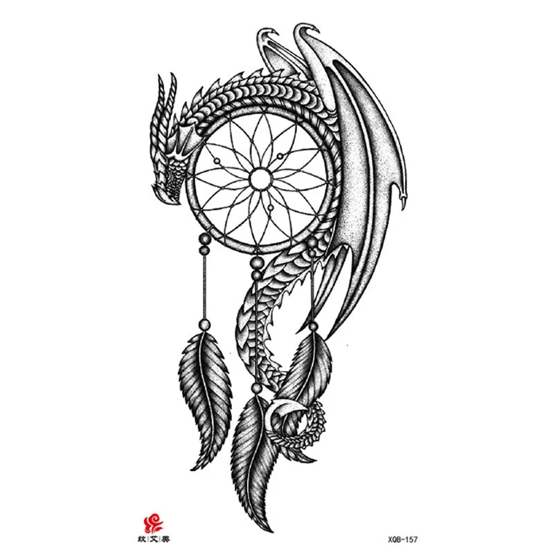 Animal Tiger dragonTemporary Tattoos Fox Wolf Eagle Fake Tatto Sticker Owl Flower Tatoo Body Armbands Men tatuajes temporales