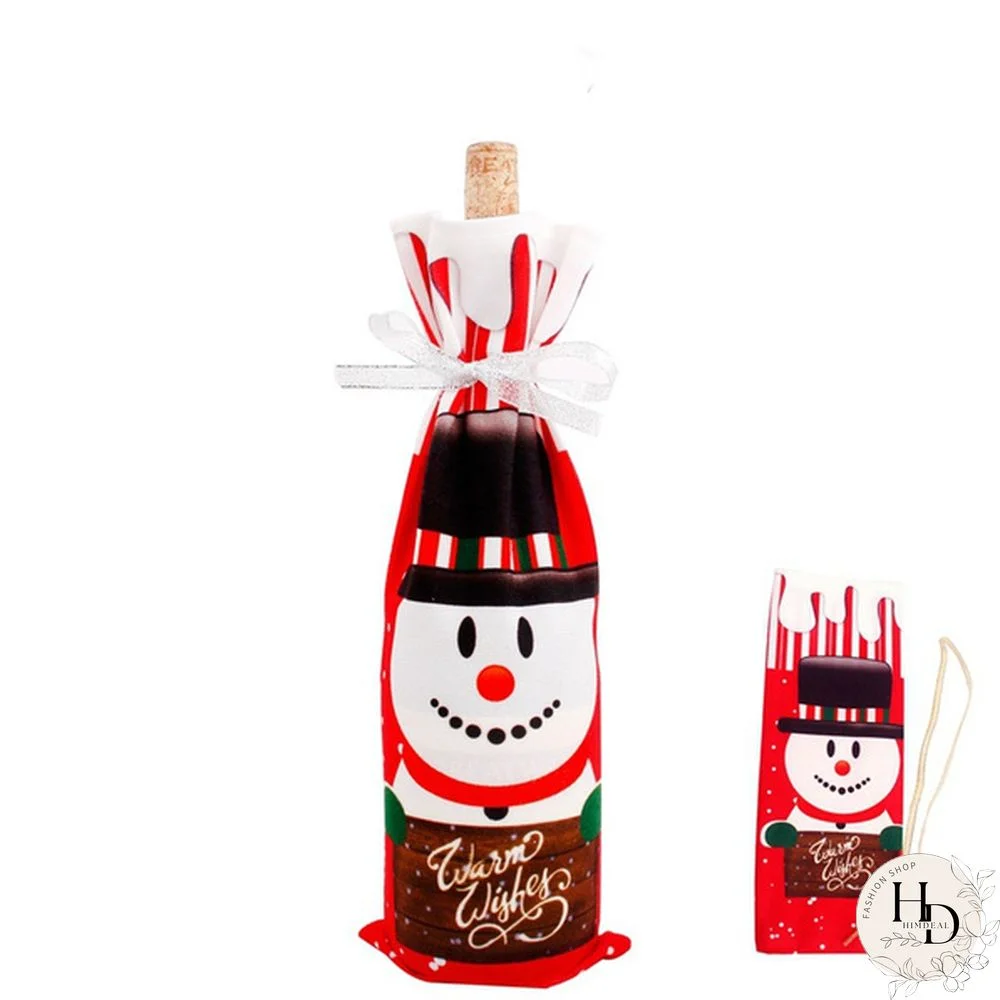 Christmas Wine Bottle Cover Santa Claus Snowman Tableware For Christmas New Year Decorations