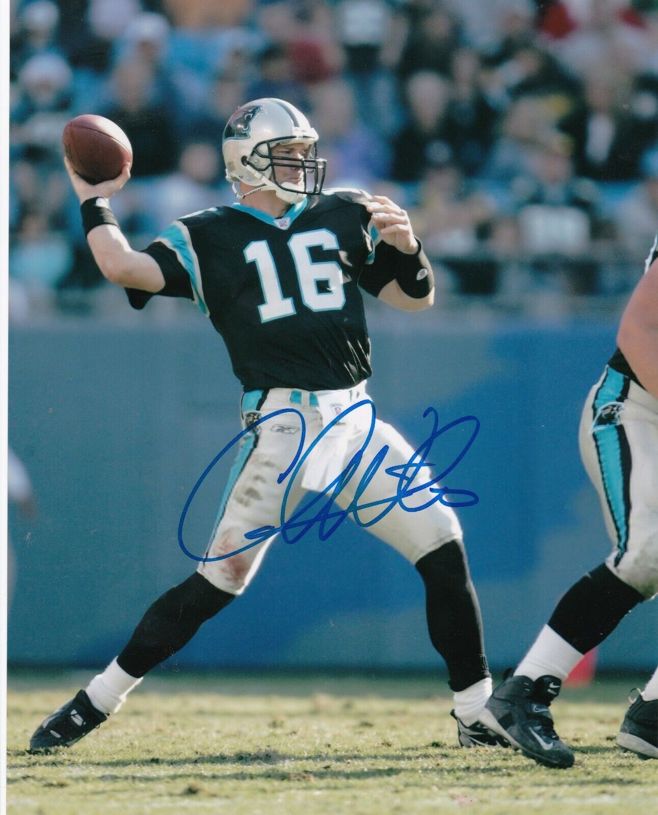 CHRIS WEINKE CAROLINA PANTHERS ACTION SIGNED 8x10