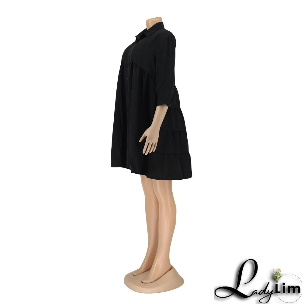 Women's Dress Short Sleeve Shirt Dress Loose Summer Short Skirt A-Line Skirt