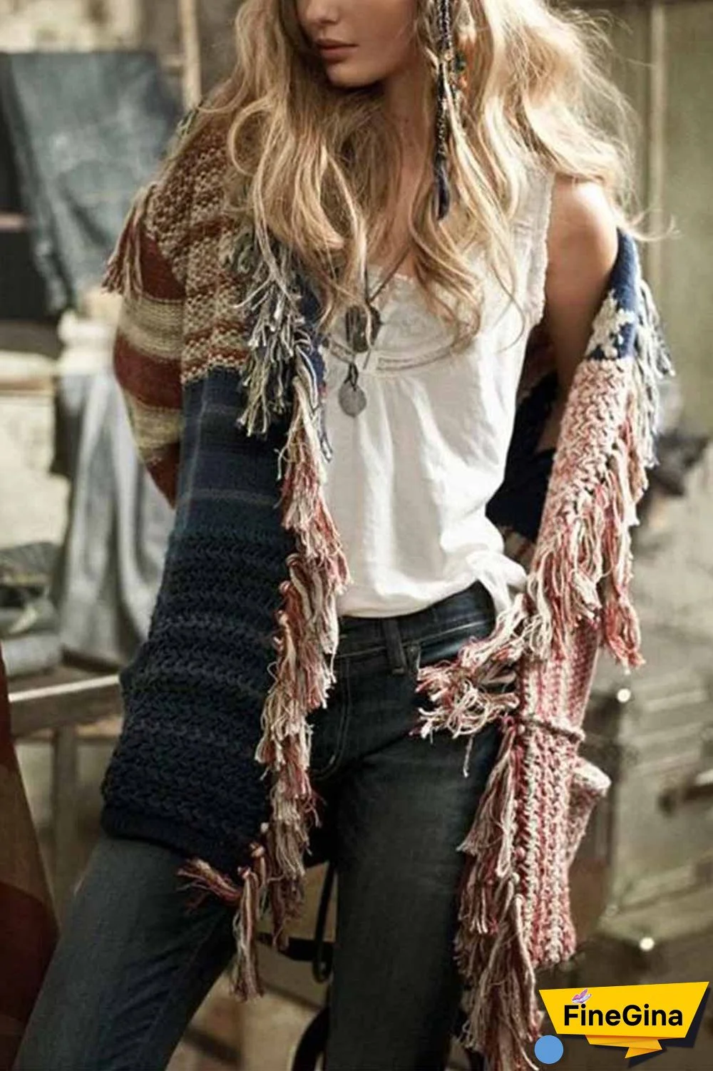 Contrast Star Stripe Knitted Cardigan