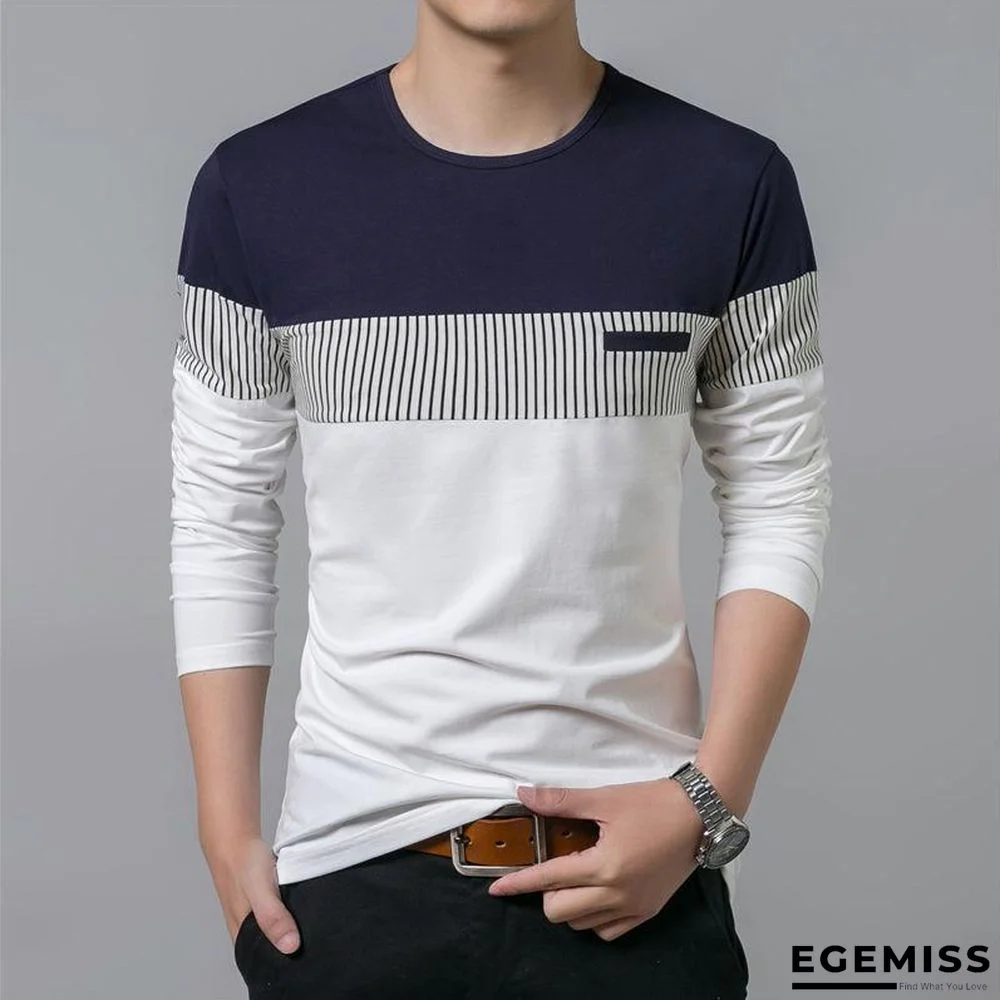 Men Long Sleeve O-Neck Patchwork Cotton Tee T-Shirt Tops | EGEMISS