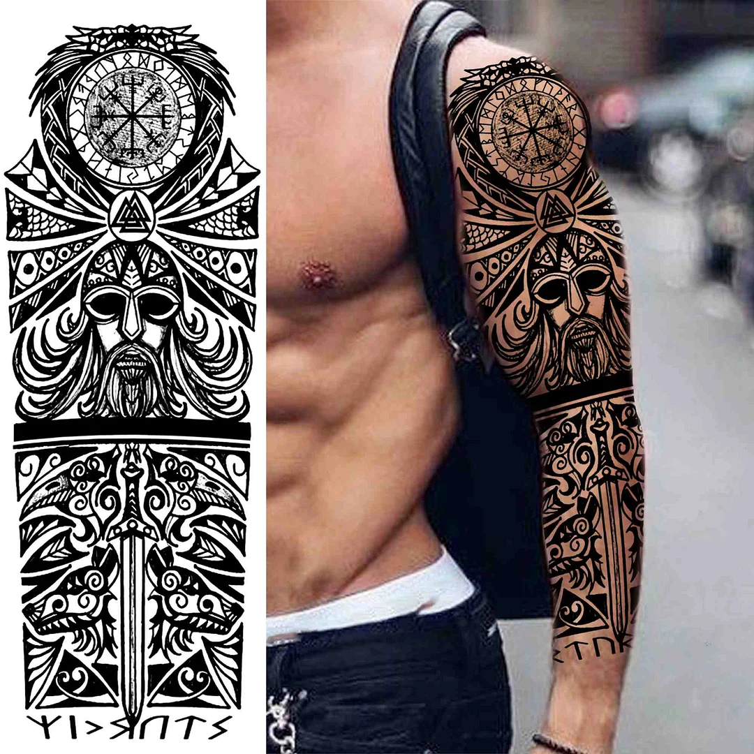 Sexy Wolf Full Flower Arm Temporary Tattoo Stickers For Men Body Art Sleeve Tattoo Decals Girl Women Waterproof Tatoo Fox Legs