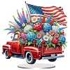 America Flag Car DIY Acrylic Desktop Diamond Art Kit Single-Sided for Home Decor