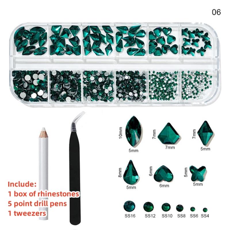 Multi-Size Nail Rhinestones Kit 3D Crystal AB DIY Nail Art Decors Diamond Gems Glitter Manicure Point Drill Pen Tweezers Tools #
