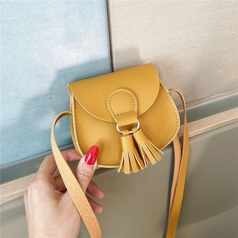 Women’s Mini Pu Leather Solid Color Fashion Round Magnetic Buckle Crossbody Bag