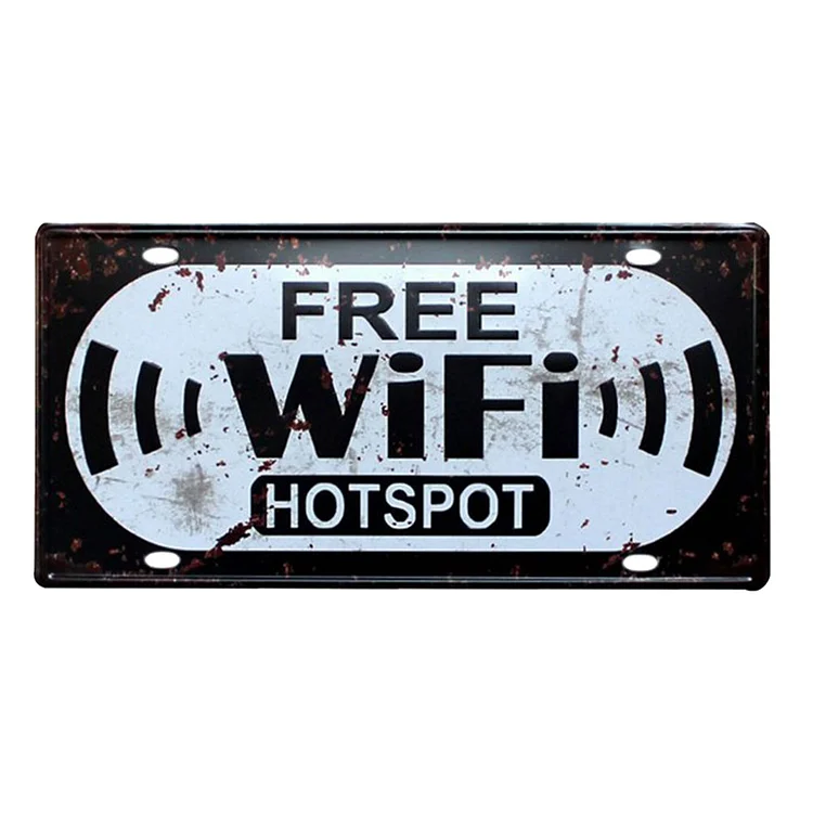 Porte WiFi - enseigne en étain vintage - 5.9x11.8inch
