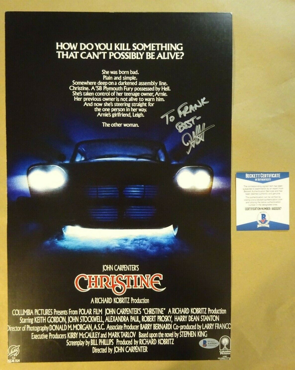 Autographed JOHN CARPENTER Signed Christine 11x17