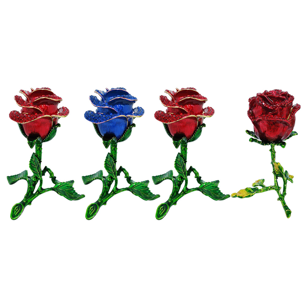 

Enameled Rose Metal Jewelry Storage Box Zinc Alloy Necklace Ring Organizer, Red rose （小）, 501 Original