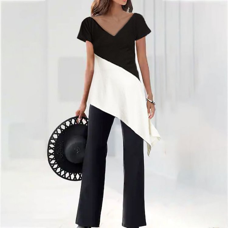 BrosWear Women's Loose Elegant And Irregular Two-Piece Set
