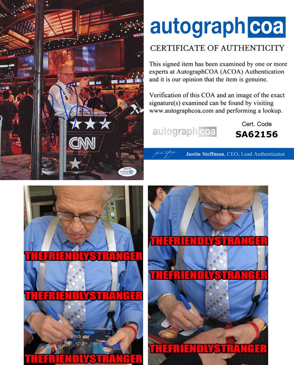 LARRY KING signed Autographed 8X10 Photo Poster painting g PROOF - CNN Larry King Live ACOA COA