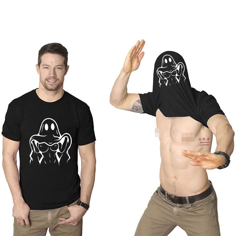 Naughty Ghost Sexy Boobs Double-Print Flip T-shirt