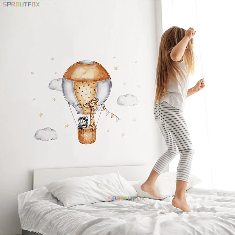 Giraffe Wall Stickers For Kids Rooms Children's Room Animal Plane Decorative Vinyls For Walls Cartoon Wall Stickers Child