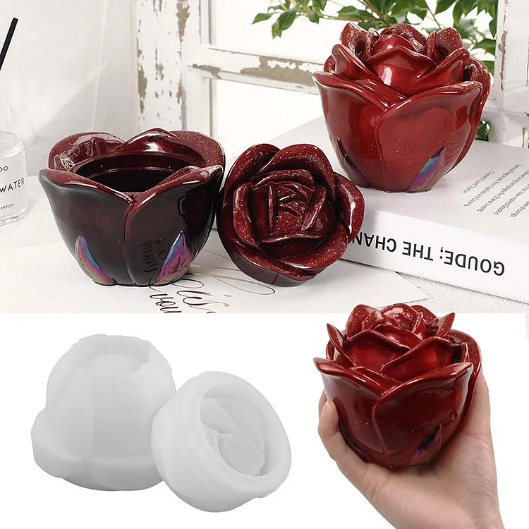 Elegant Rose Jar with Lid Resin Molds CrazyMold