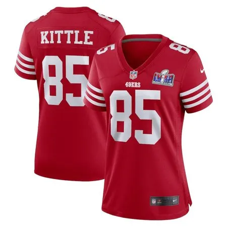 Women's San Francisco 49ers #85 George Kittle  Scarlet Super Bowl LVIII Game Jersey