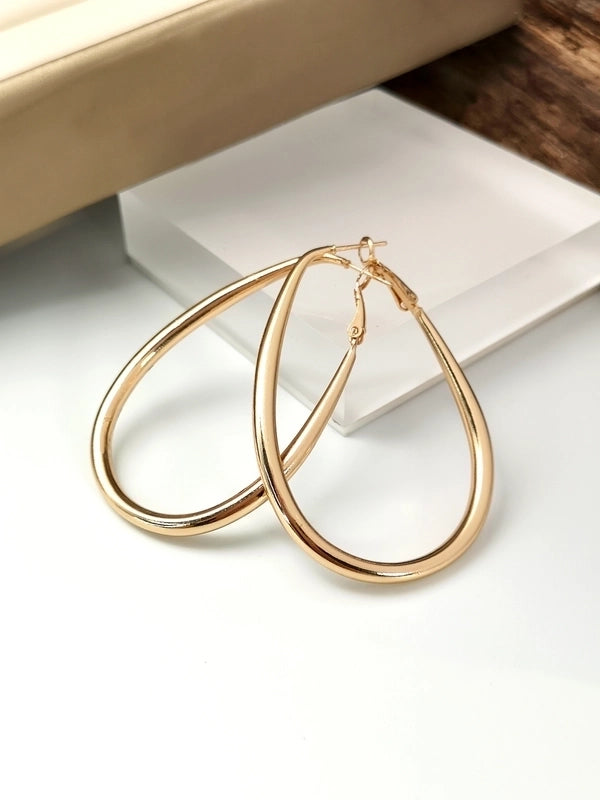 1 Pair Exaggerated Minimalist Oval Plating Copper Gold Plated Hoop Earrings
