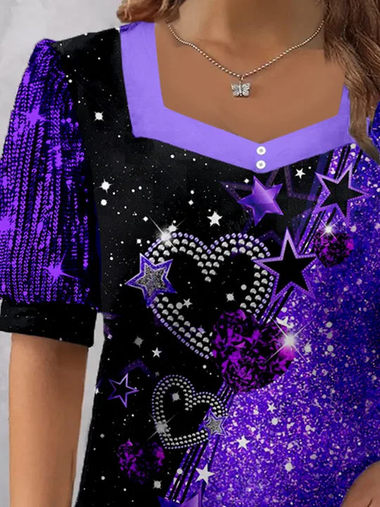 Women Half Sleeve V-neck Solid Color Dress