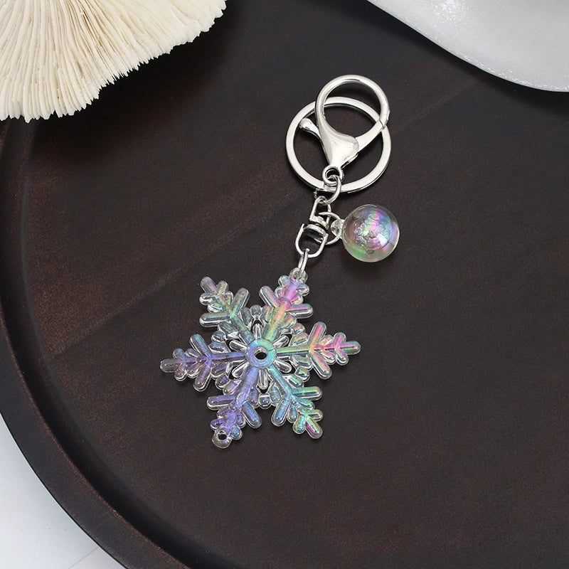 Cute Snowflake Arylic Christmas Women’s Bag Pendant Keychain