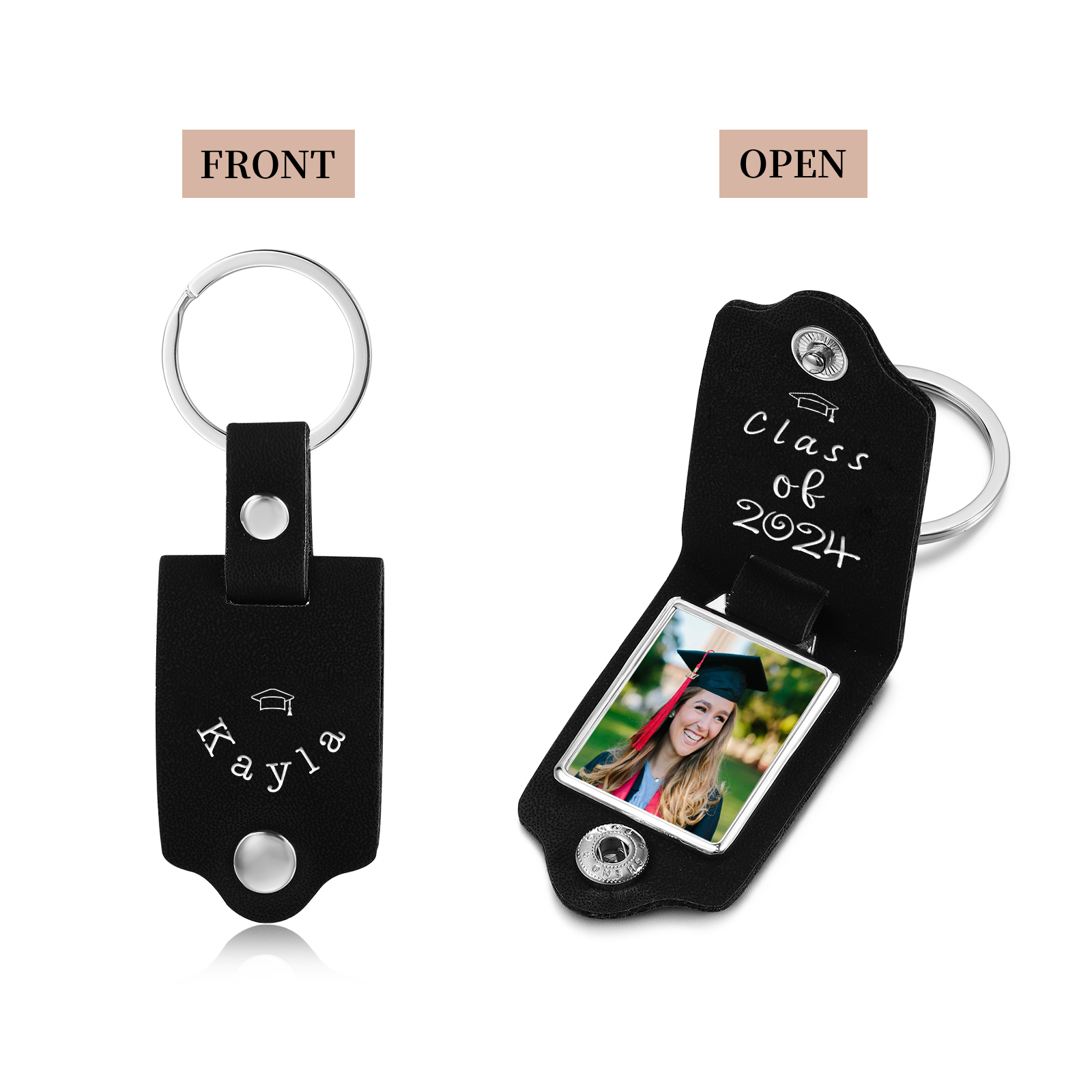 Class of 2024 - Personalised Graduation Leather Keychain Custom Name & Photo Keychain Graduation Gift for Him/Her-Jessemade AU