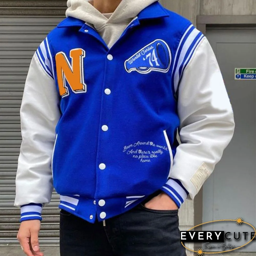 Letter Print Baseball Jacket