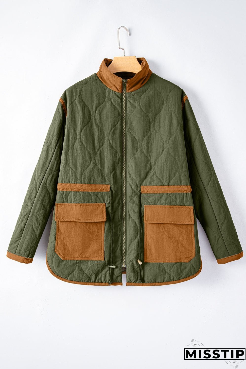 Stitching Quilted Drawstring Jacket