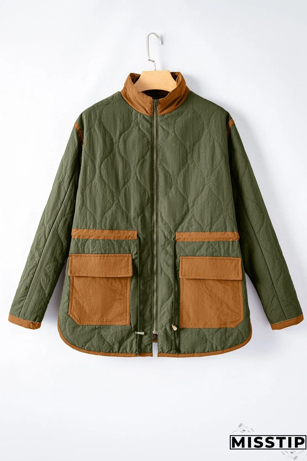 Stitching Quilted Drawstring Jacket