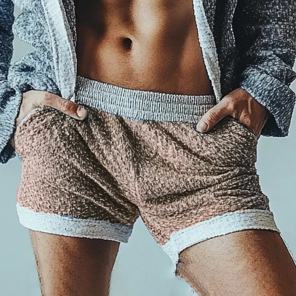 Mens Knitted Contrast Color Comfort Shorts-inspireuse